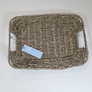 Draper James Woven Tray Wicker Basket Decorative Coffee Table Piece